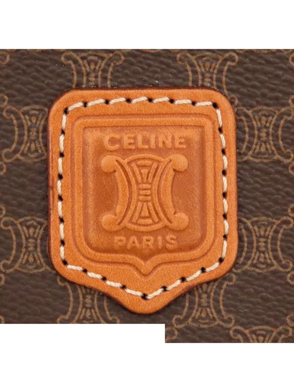 Celine Vanity Brown Leather Macadam Pouch Handbag